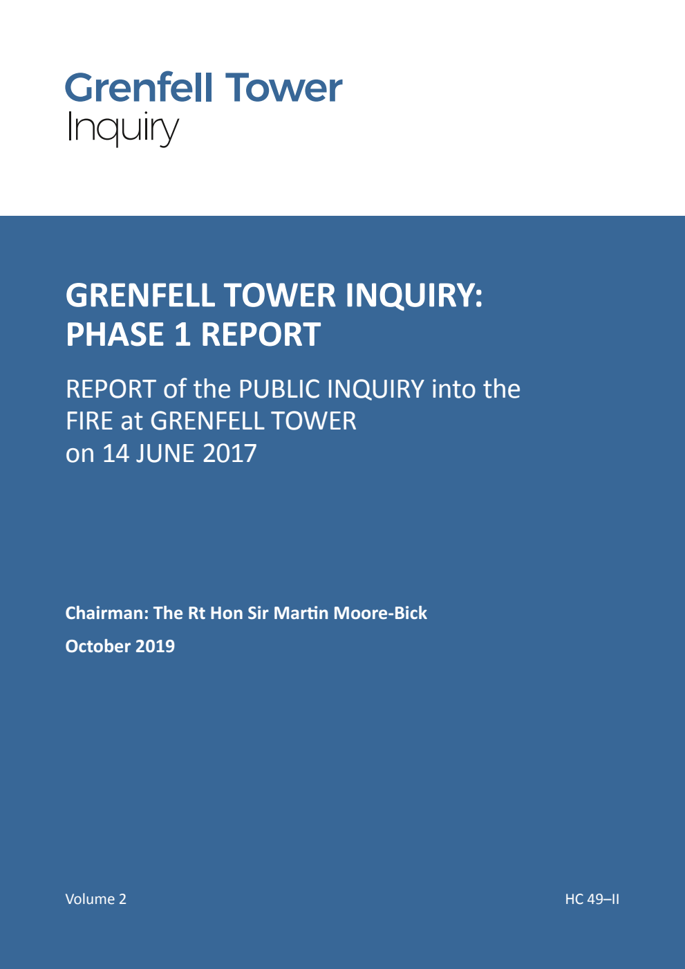 Grenfell Tower Inquiry: Phase 1 Report. Report of the Public Inquiry into the Fire at Grenfell Tower on 14 June 2017 Volume 2. Part II The events of 14 June 2017 (Chapter 9-14)