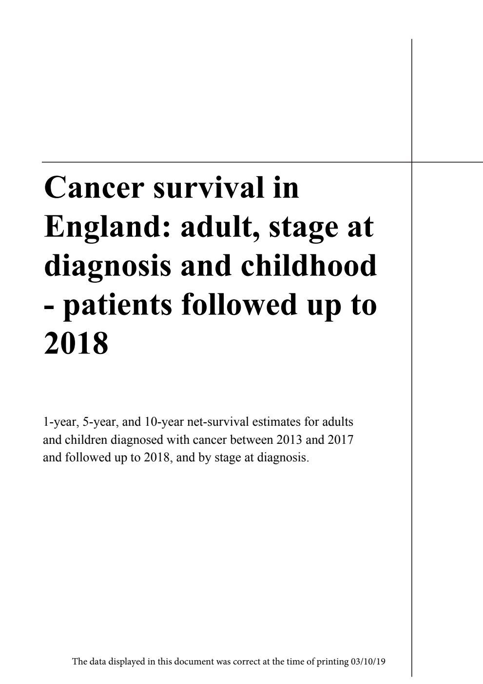 Cancer survival in England: adult, stage at diagnosis and childhood - patients followed up to 2018