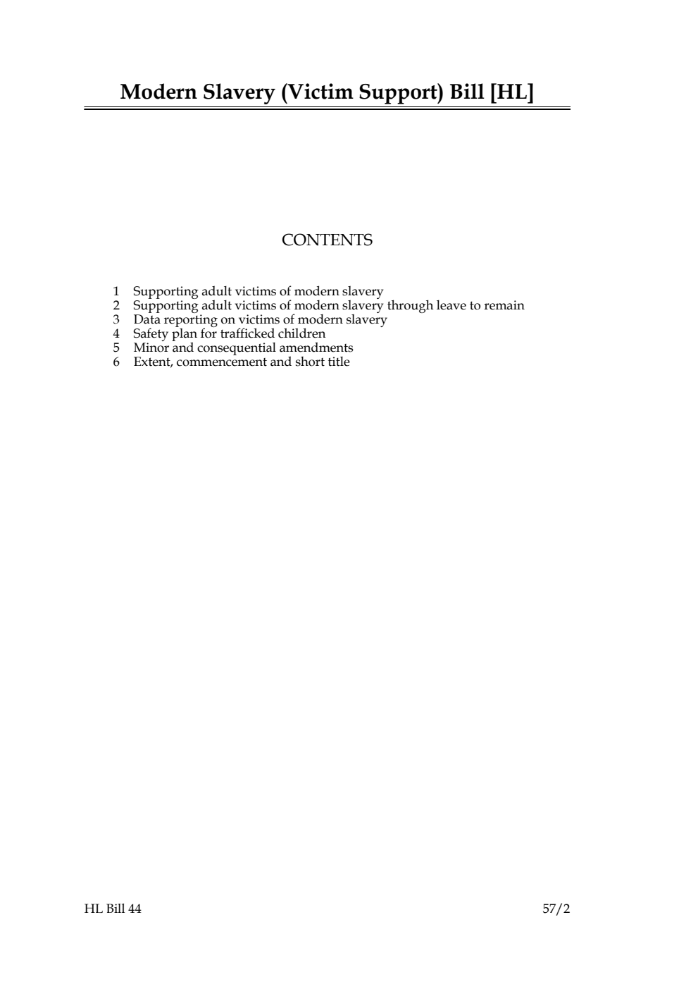 Modern Slavery (Victim Support) Bill