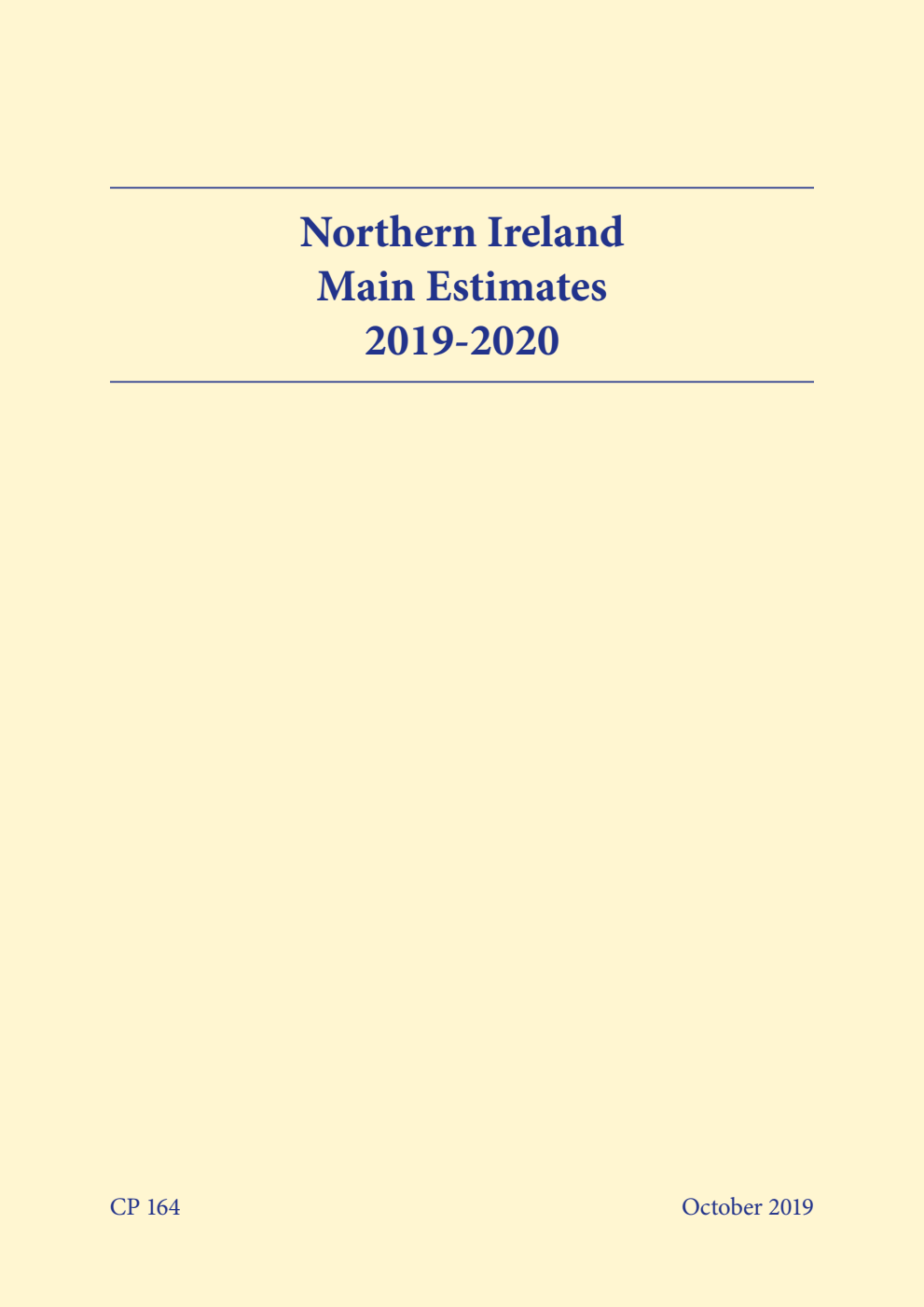 Northern Ireland Main Estimates 2019-2020