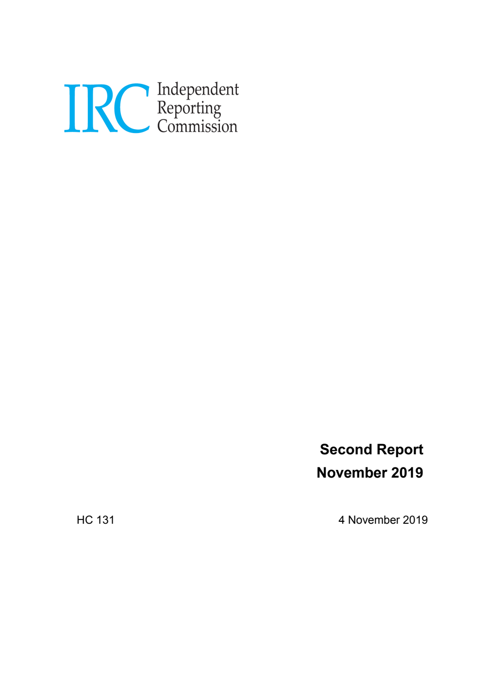 Independent Reporting Commission Second Report November 2019