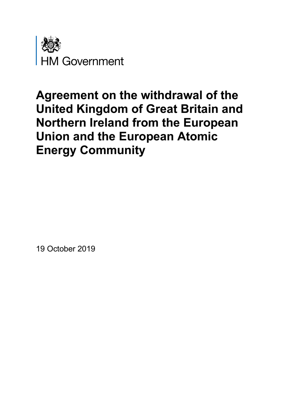 Agreement on the withdrawal of the United Kingdom of Great Britain and Northern Ireland from the European Union and the European Atomic Energy Community