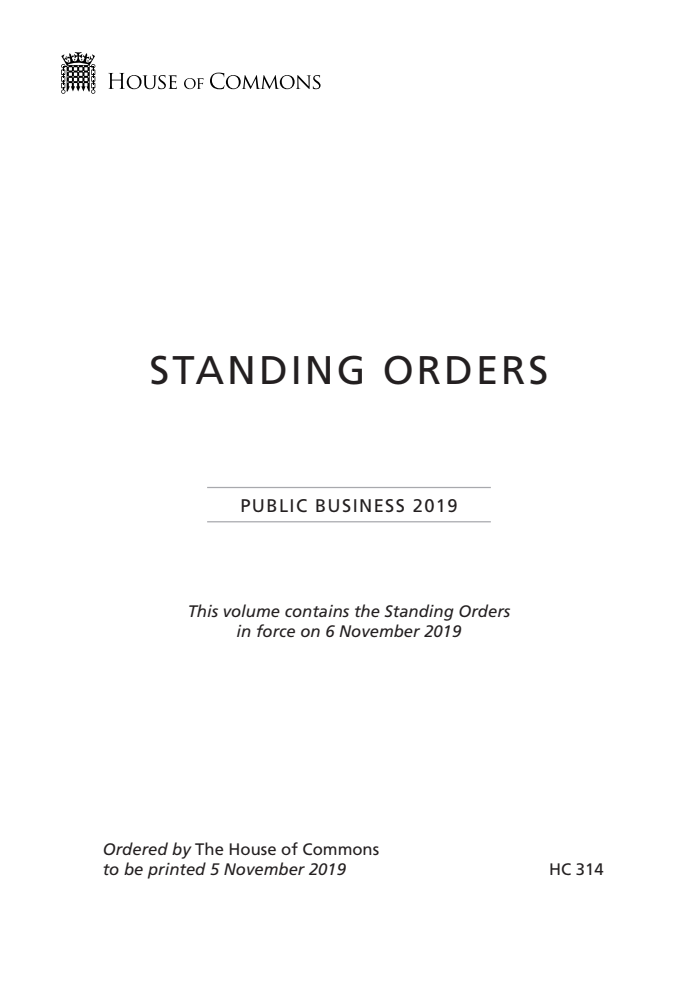 Standing Orders of the House of Commons: Public Business 2019