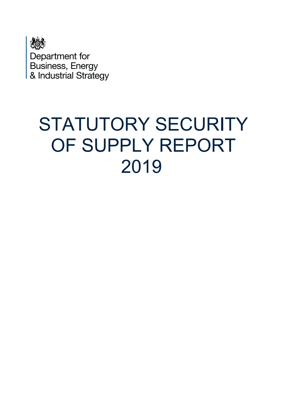 Statutory Security of Supply Report 2019