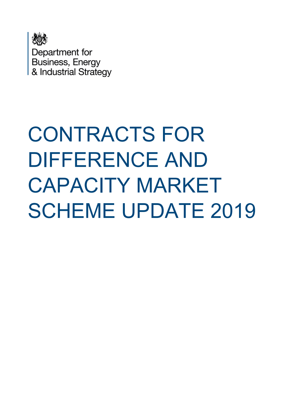 Contracts for Difference and Capacity Market Scheme Update 2019