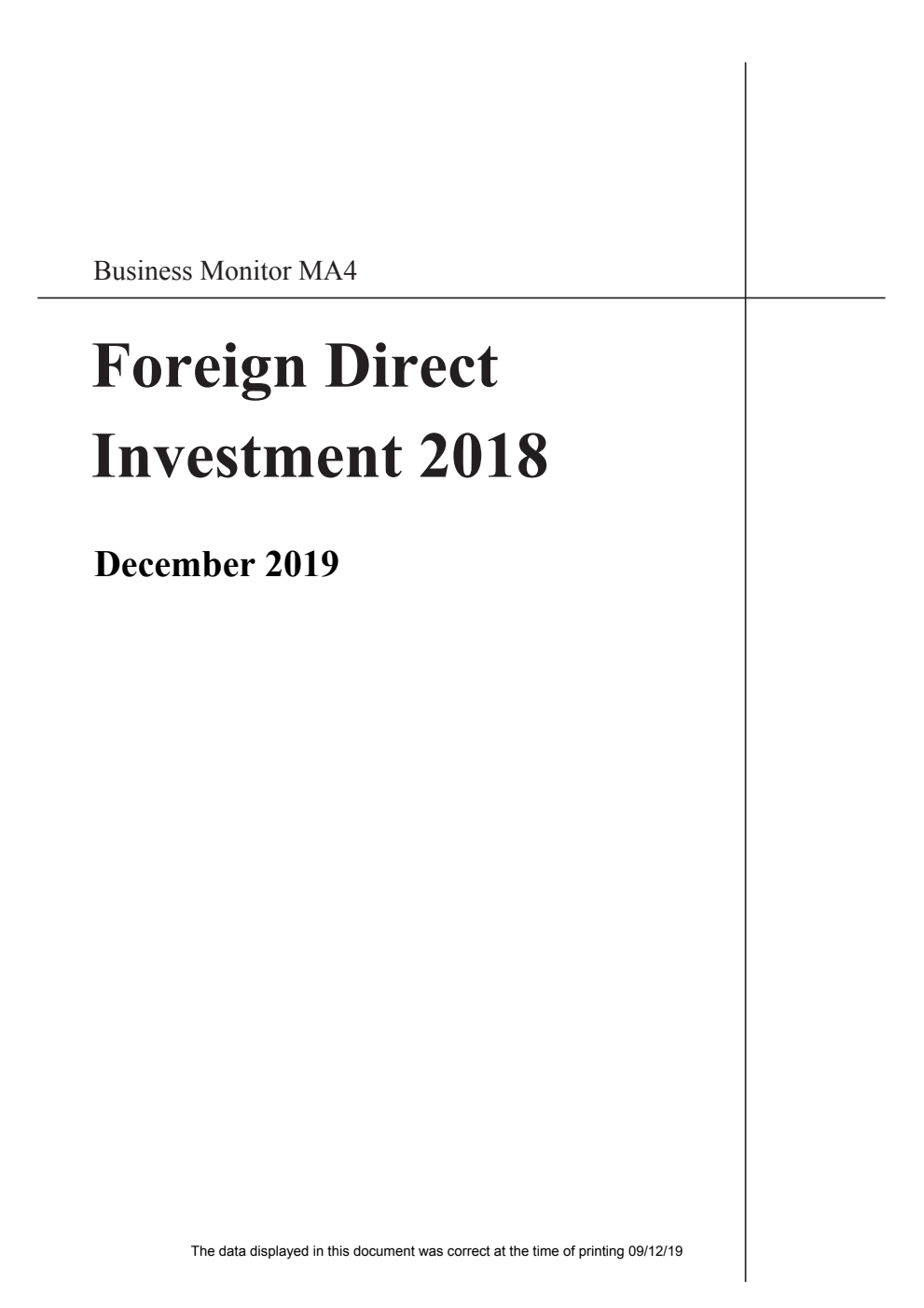 Business Monitor MA4; Foreign Direct Investment 2018 December 2019