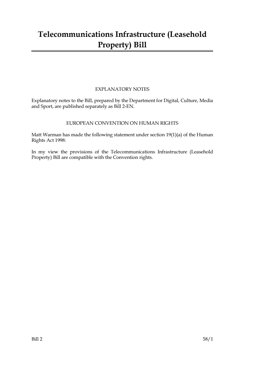 Telecommunications Infrastructure (Leasehold Property) Bill