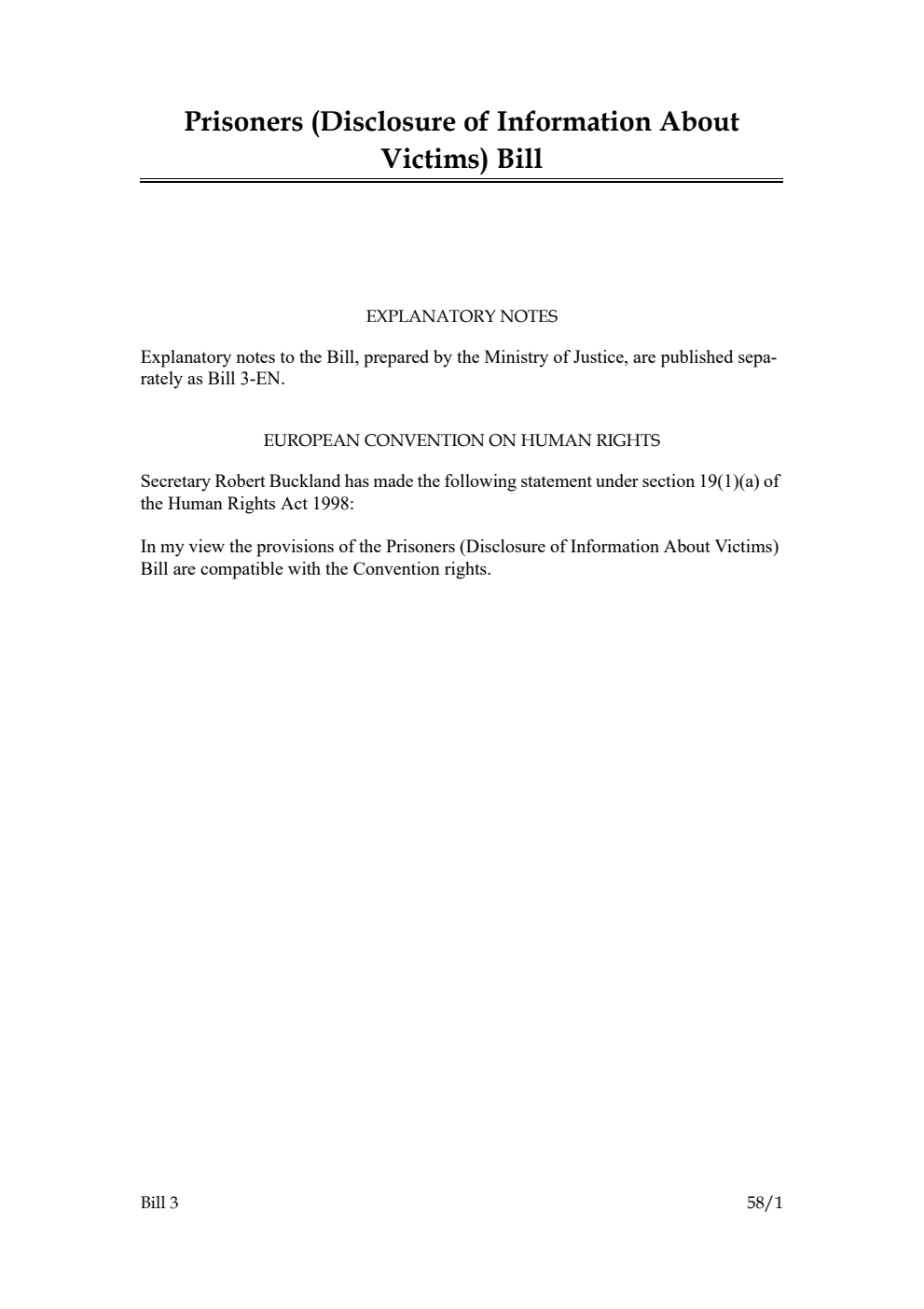 Prisoners (Disclosure of Information About Victims) Bill