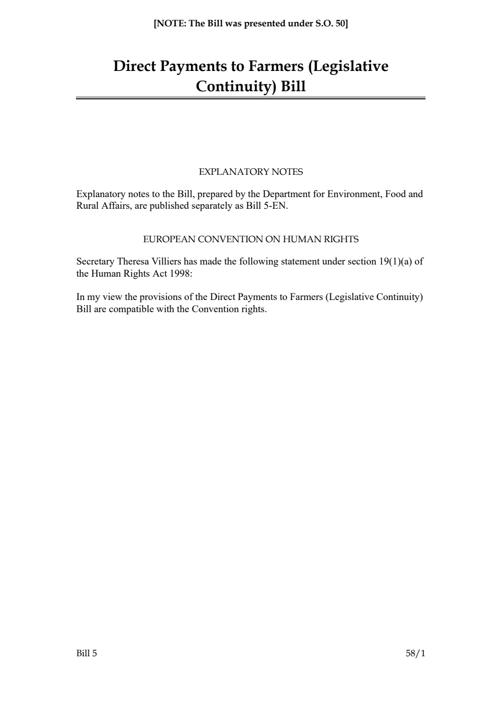 Direct Payments to Farmers (Legislative Continuity) Bill