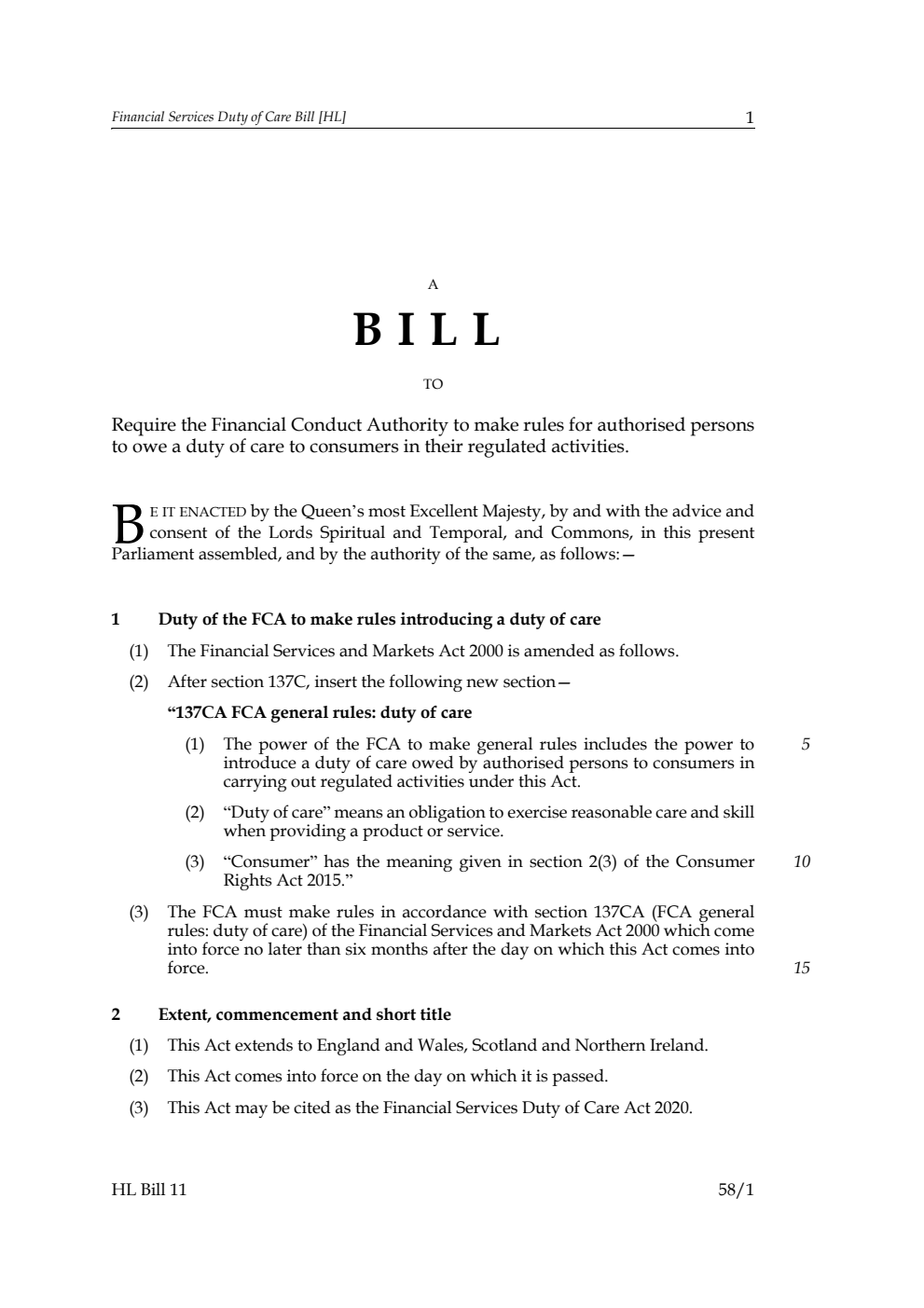 Financial Services Duty of Care Bill
