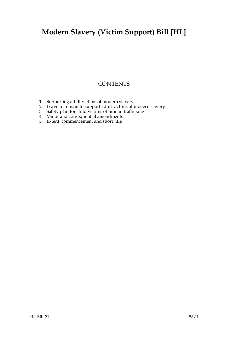 Modern Slavery (Victim Support) Bill