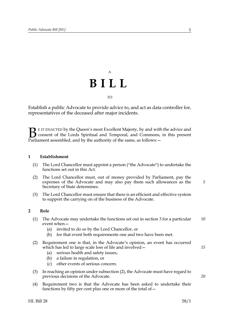 Public Advocate Bill