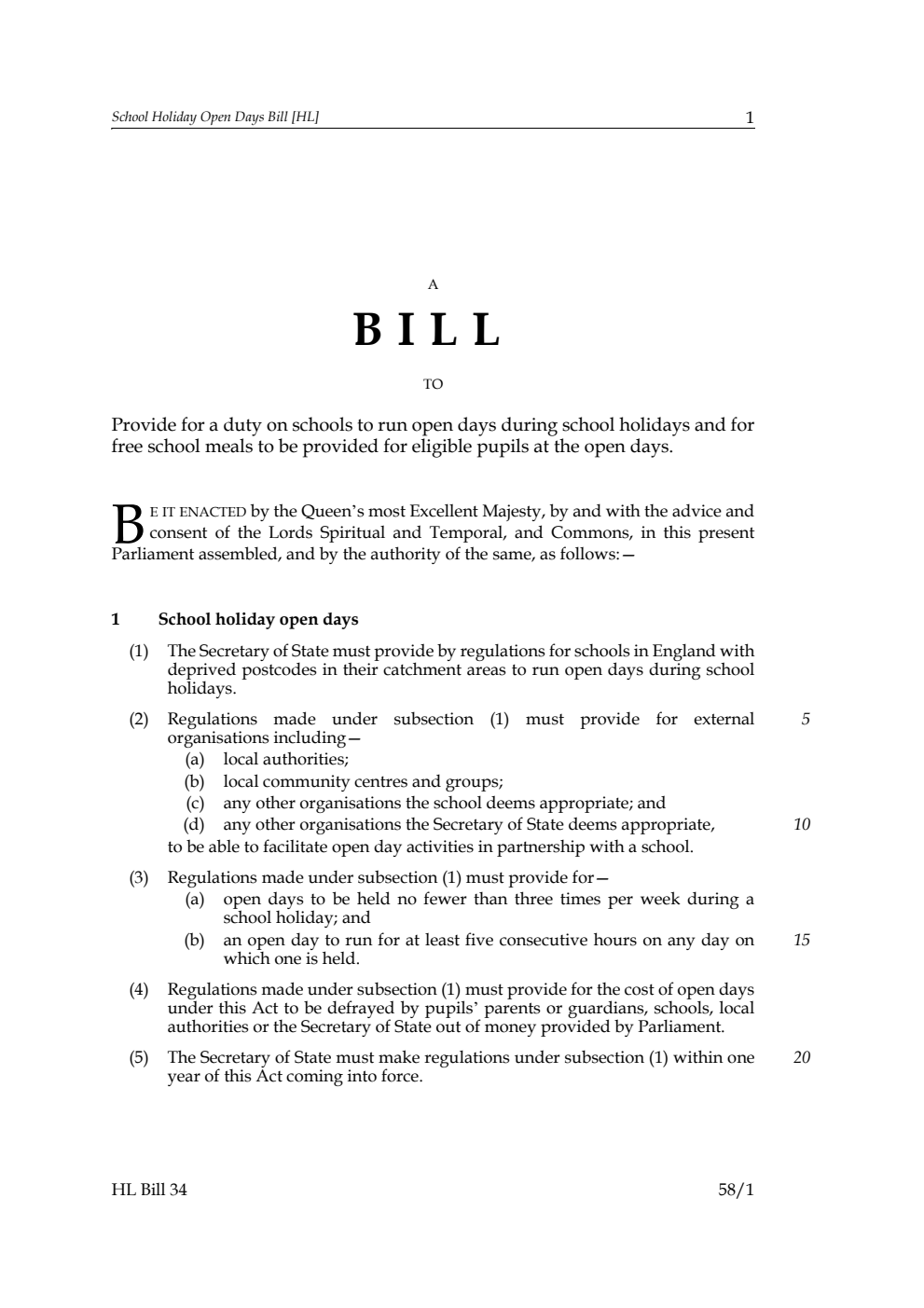 School Holiday Open Days Bill