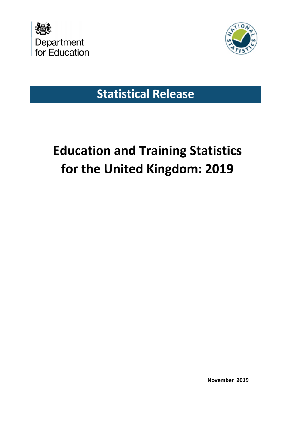 Education and Training Statistics for the United Kingdom: 2019