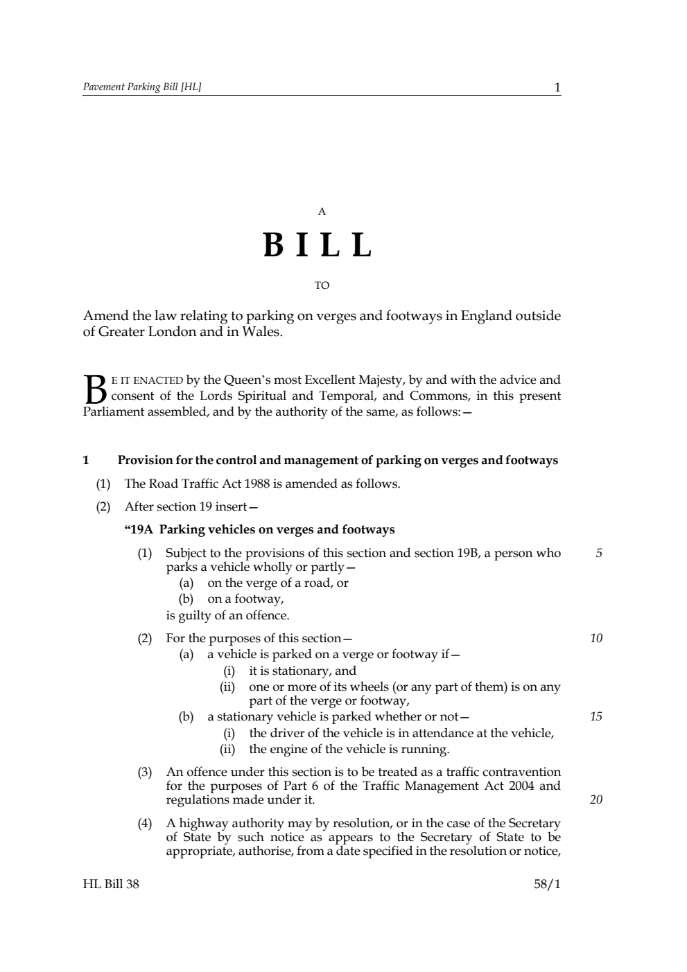 Pavement Parking Bill