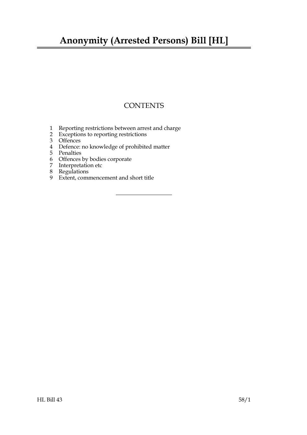 Anonymity (Arrested Persons) Bill