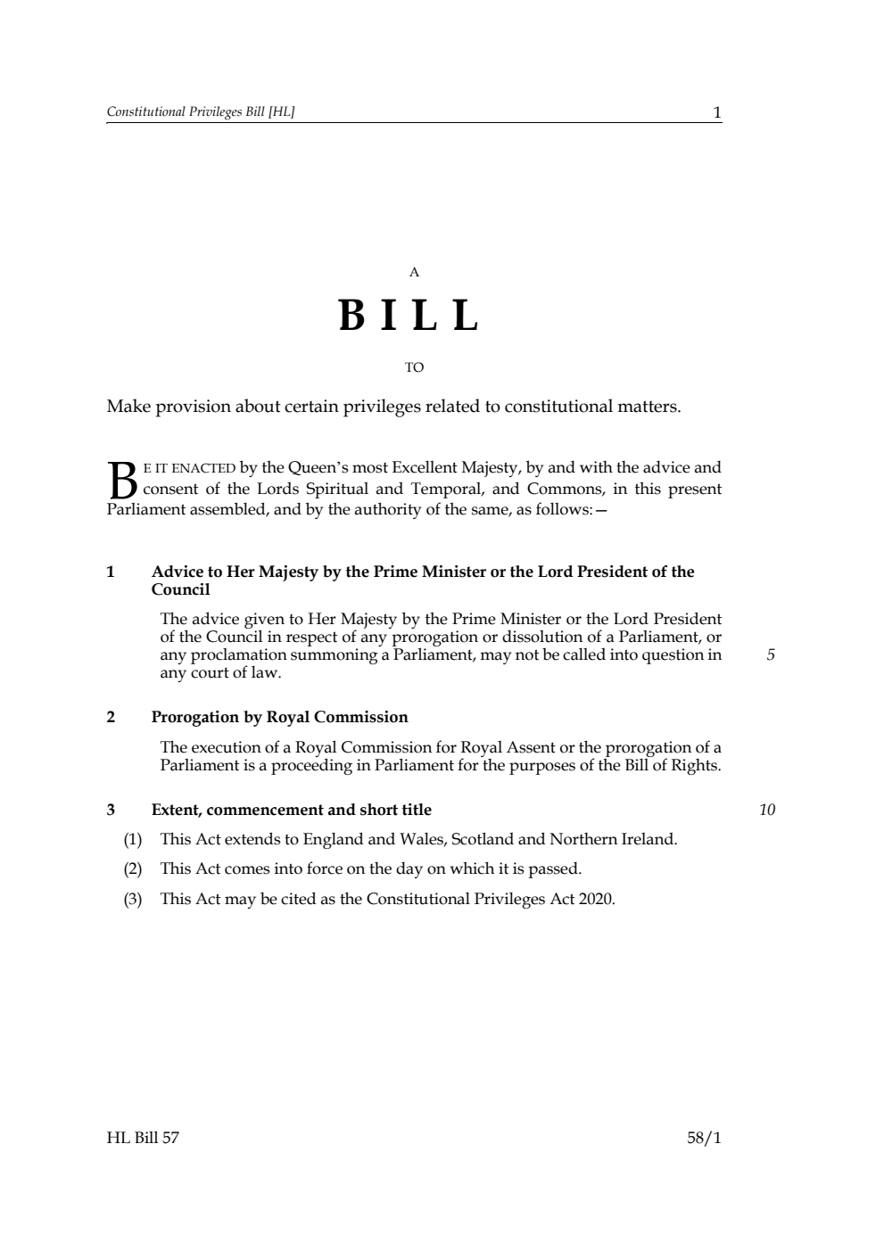 Constitutional Privileges Bill