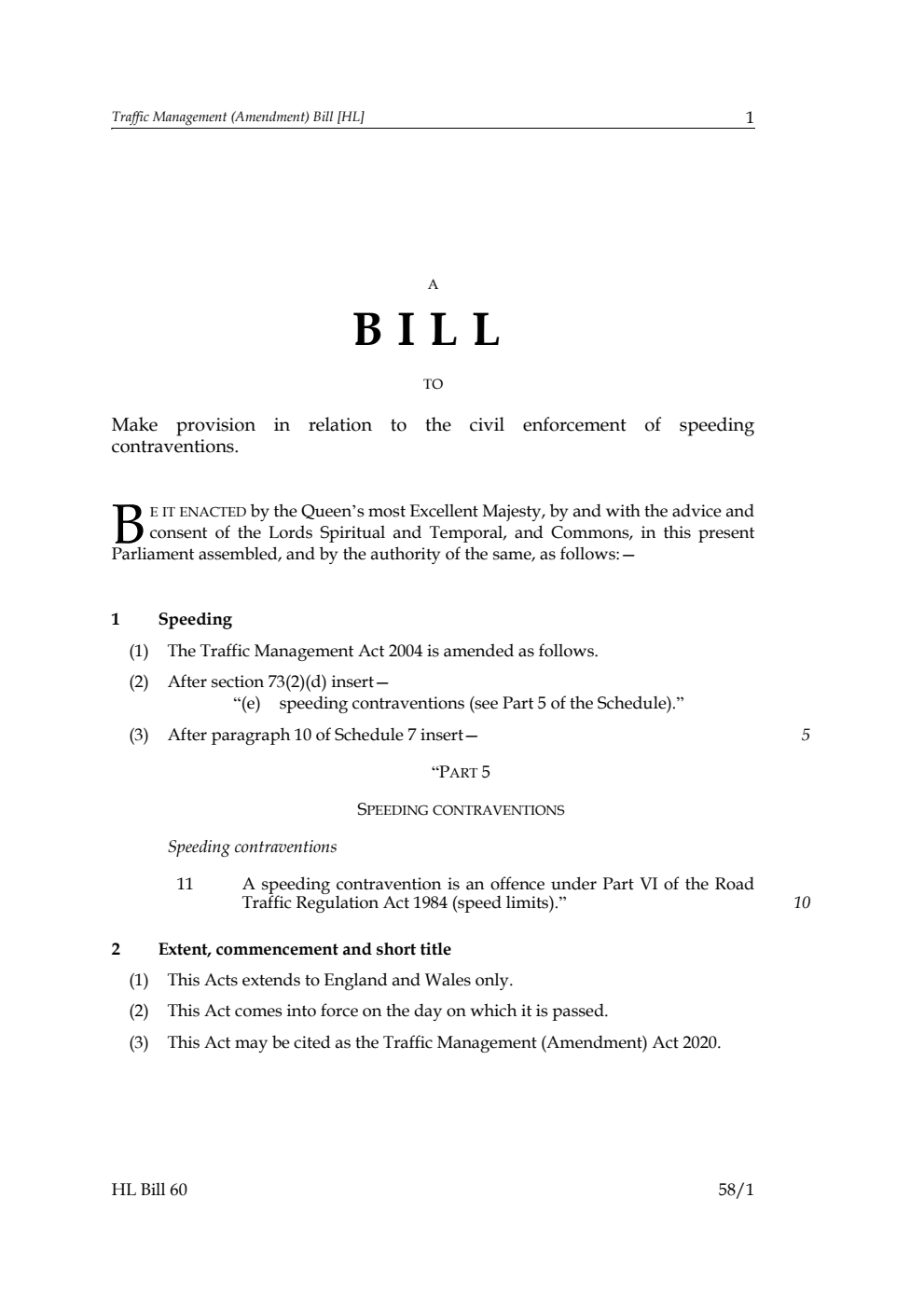 Traffic Management (Amendment) Bill