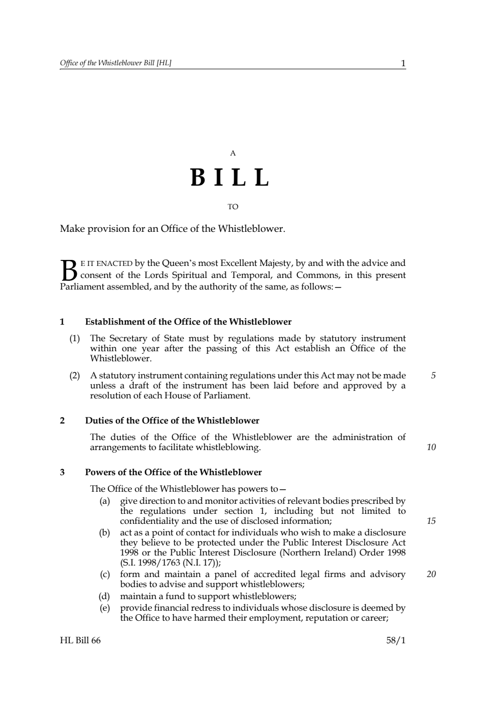 Office of the Whistleblower Bill