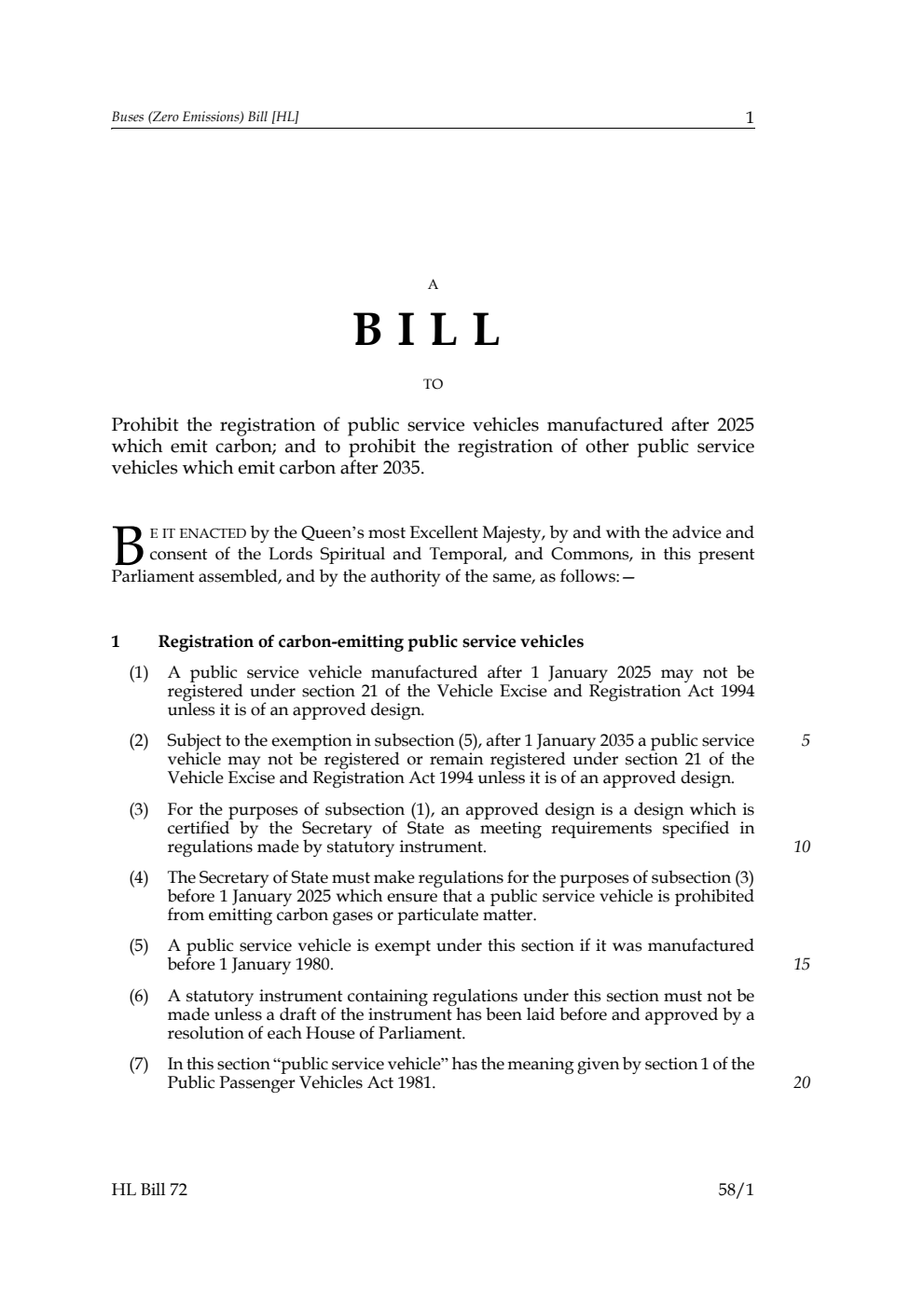 Buses (Zero Emissions) Bill