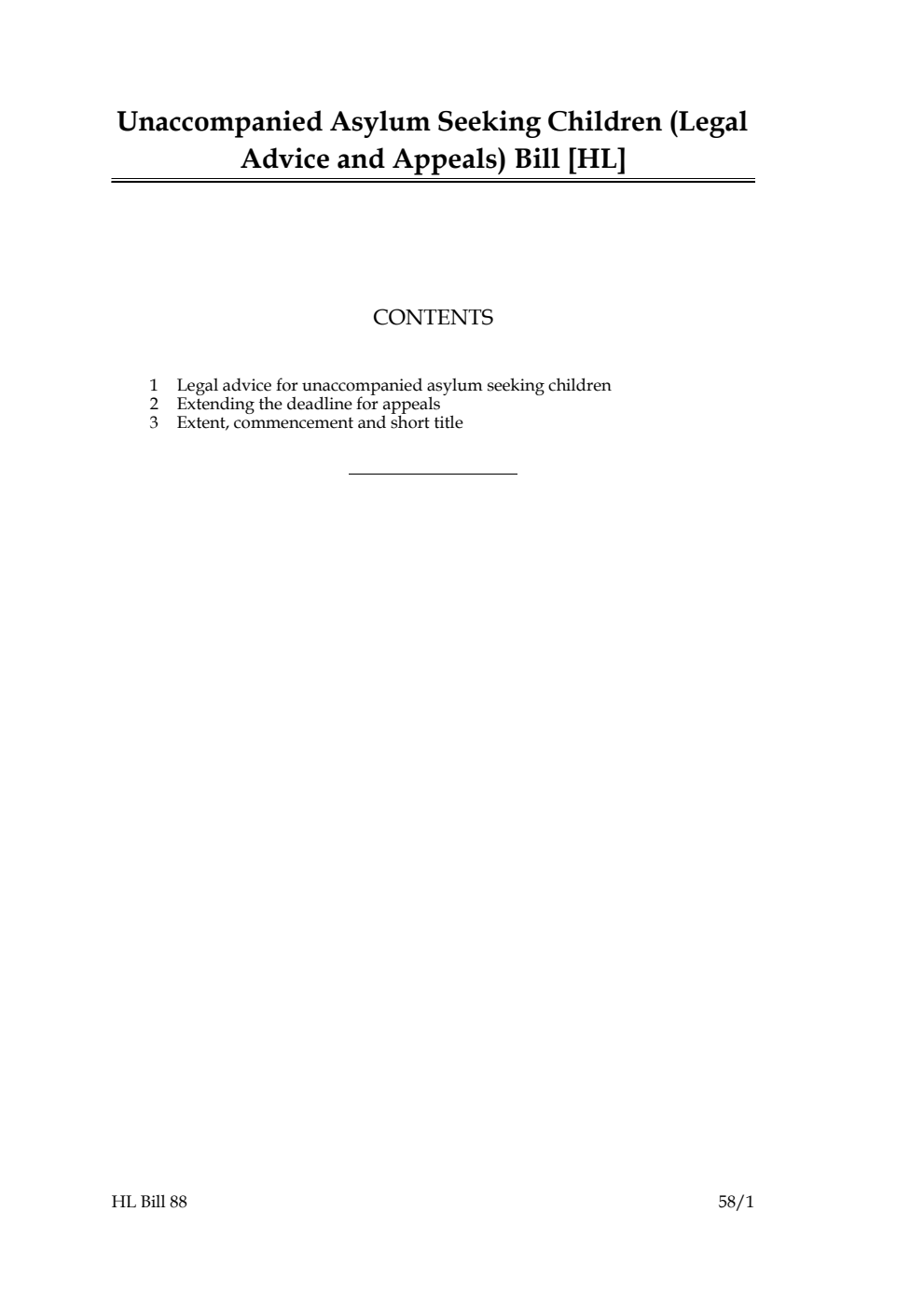 Unaccompanied Asylum Seeking Children (Legal Advice and Appeals) Bill