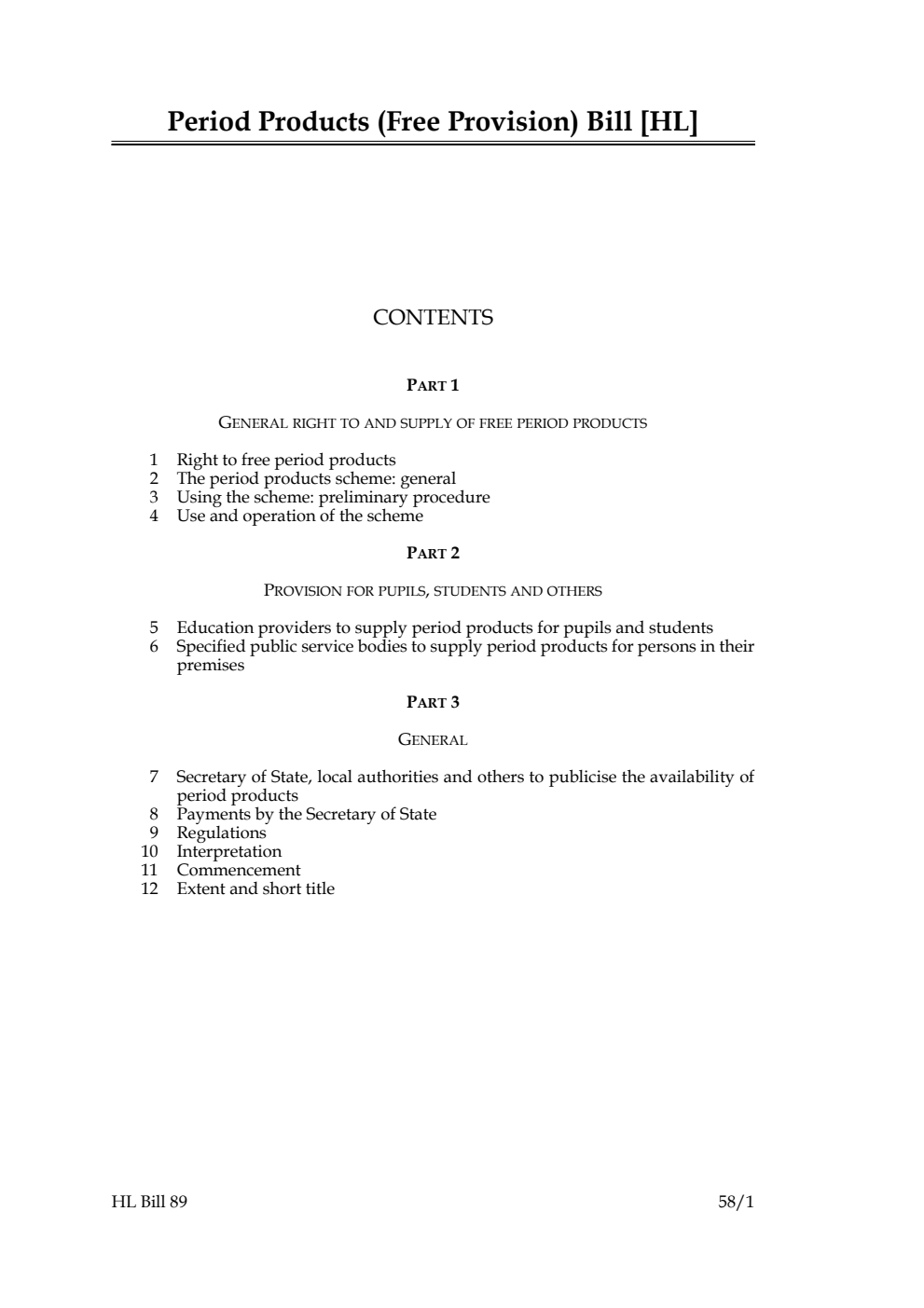 Period Products (Free Provision) Bill