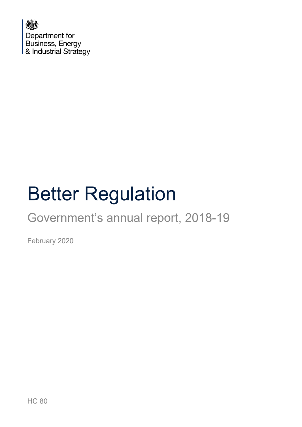 Better Regulation: Government’s annual report, 2018-19