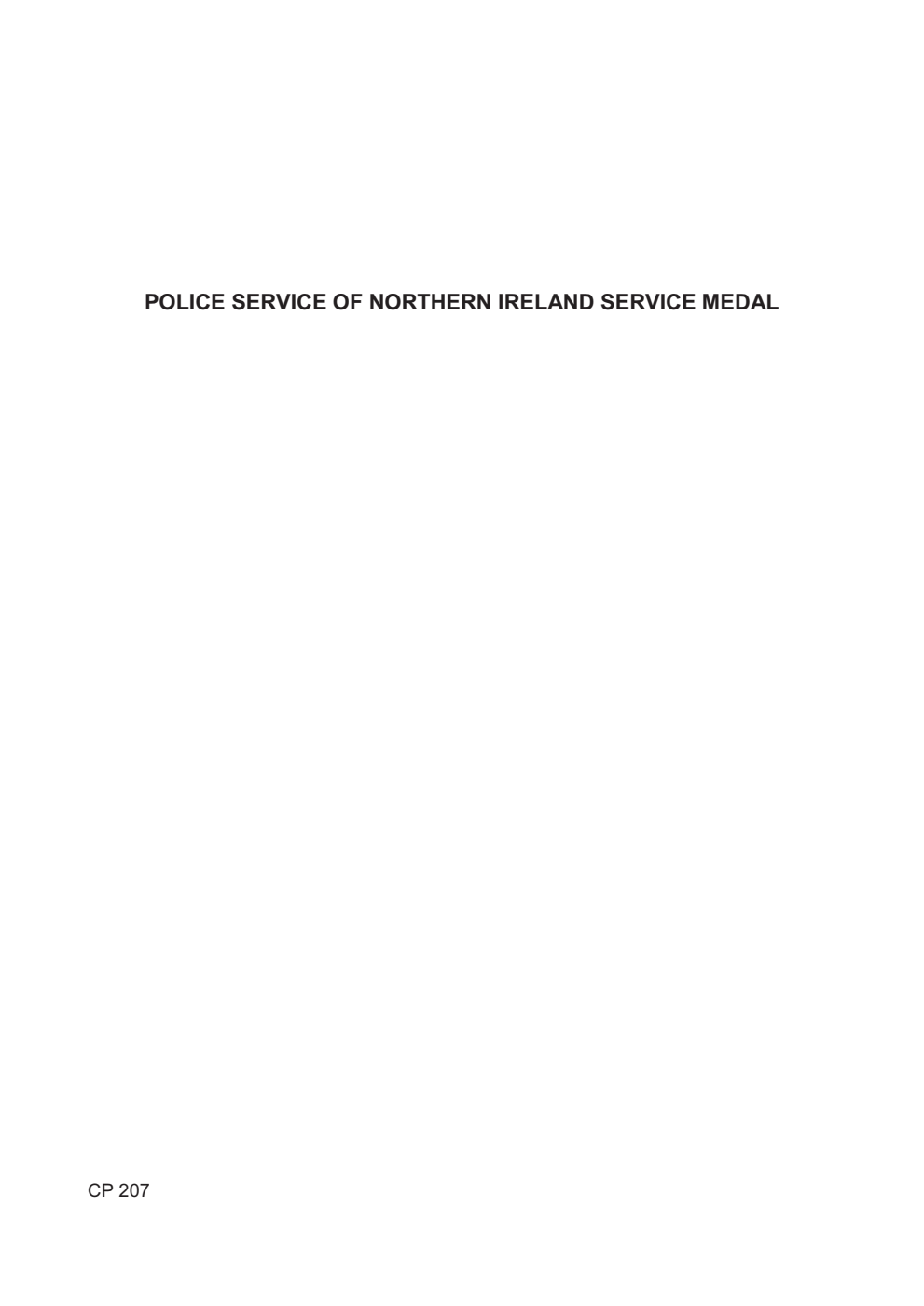 Police Service of Northern Ireland Service Medal