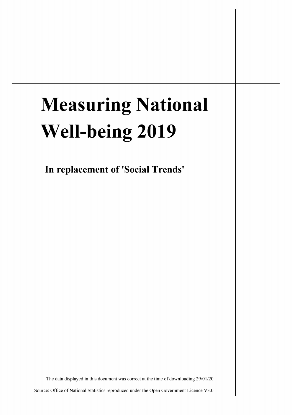 Measuring National Well-being 2019 - In replacement of Social Trends
