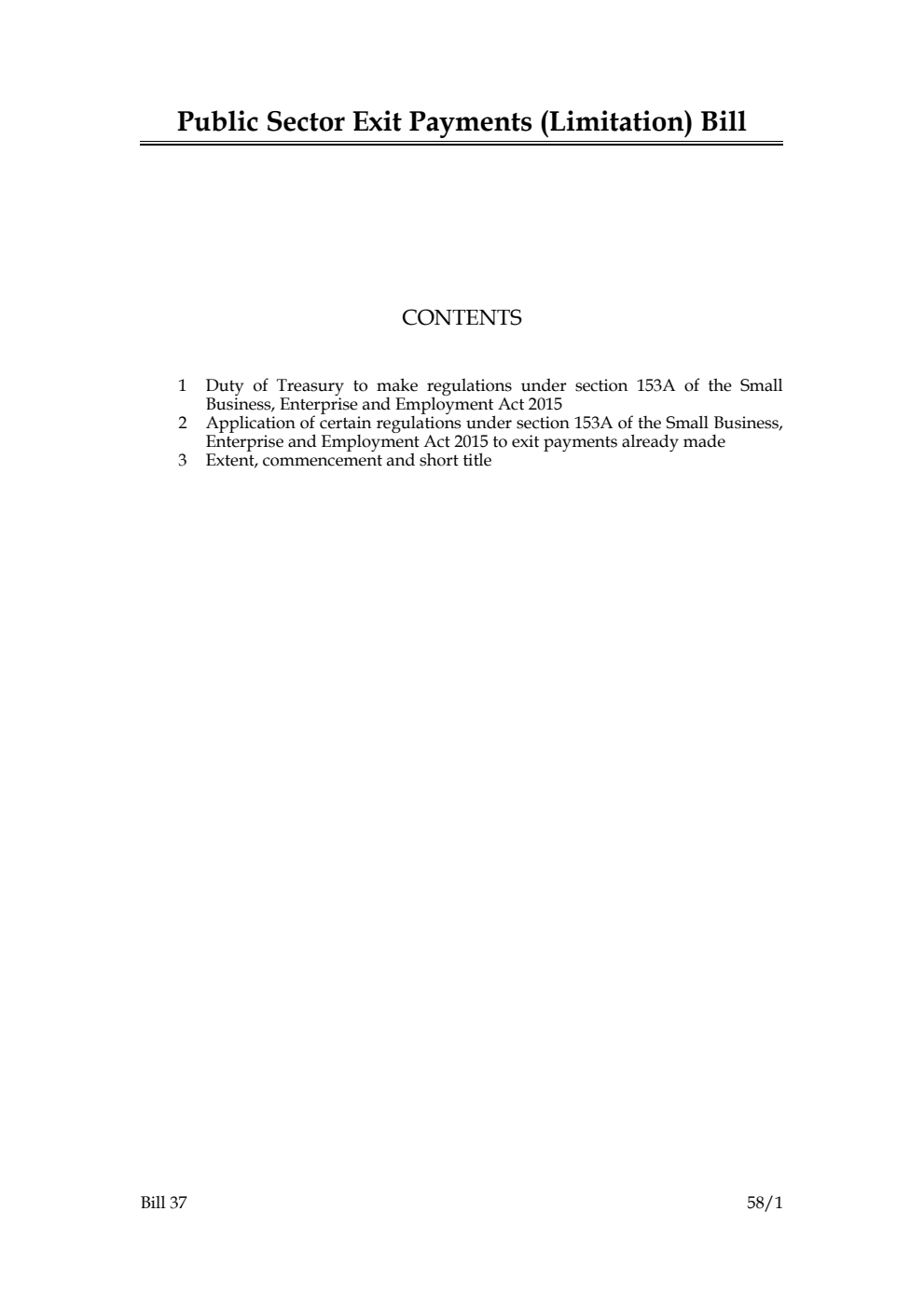 Public Sector Exit Payments (Limitation) Bill