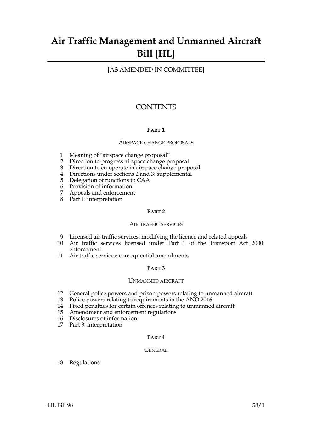 Air Traffic Management and Unmanned Aircraft Bill [as amended in Committee]