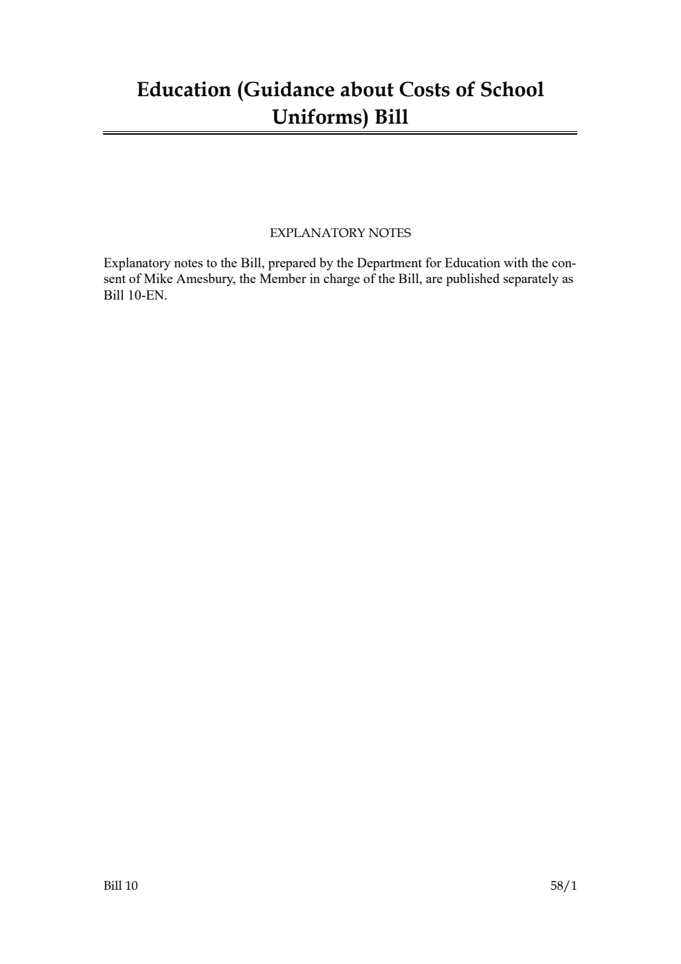 Education (Guidance about Costs of School Uniforms) Bill