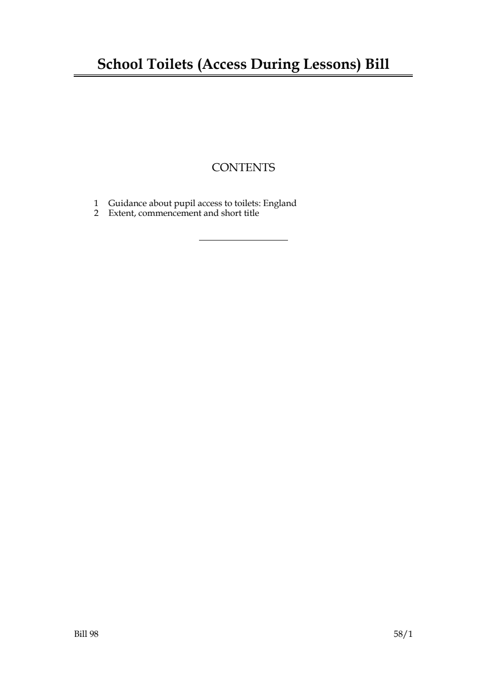 School Toilets (Access During Lessons) Bill