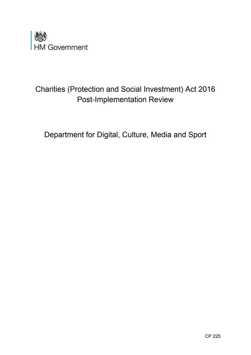 Charities (Protection and Social Investment) Act 2016 Post-Implementation Review