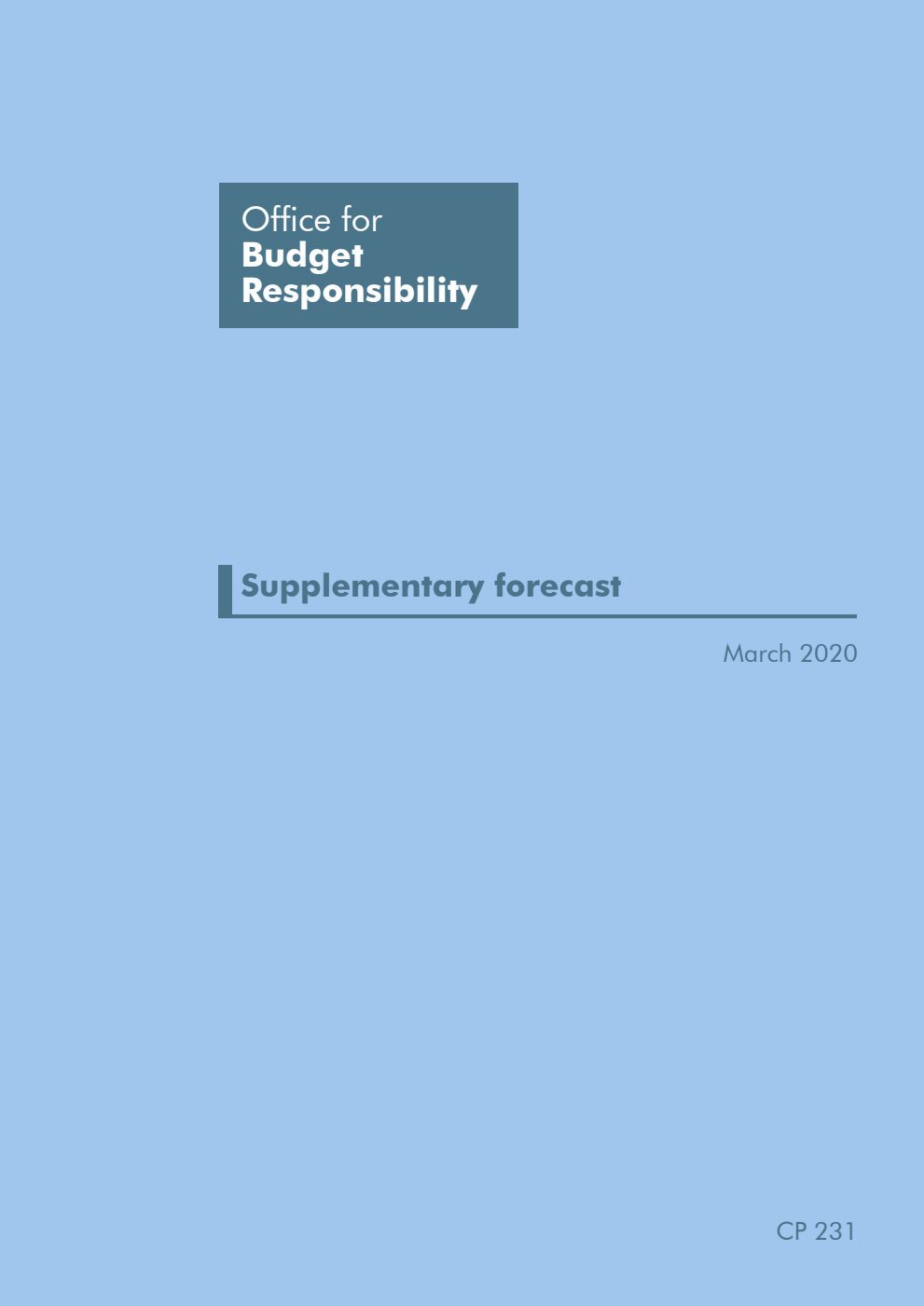 Office for Budget Responsibility: Supplementary forecast. March 2020