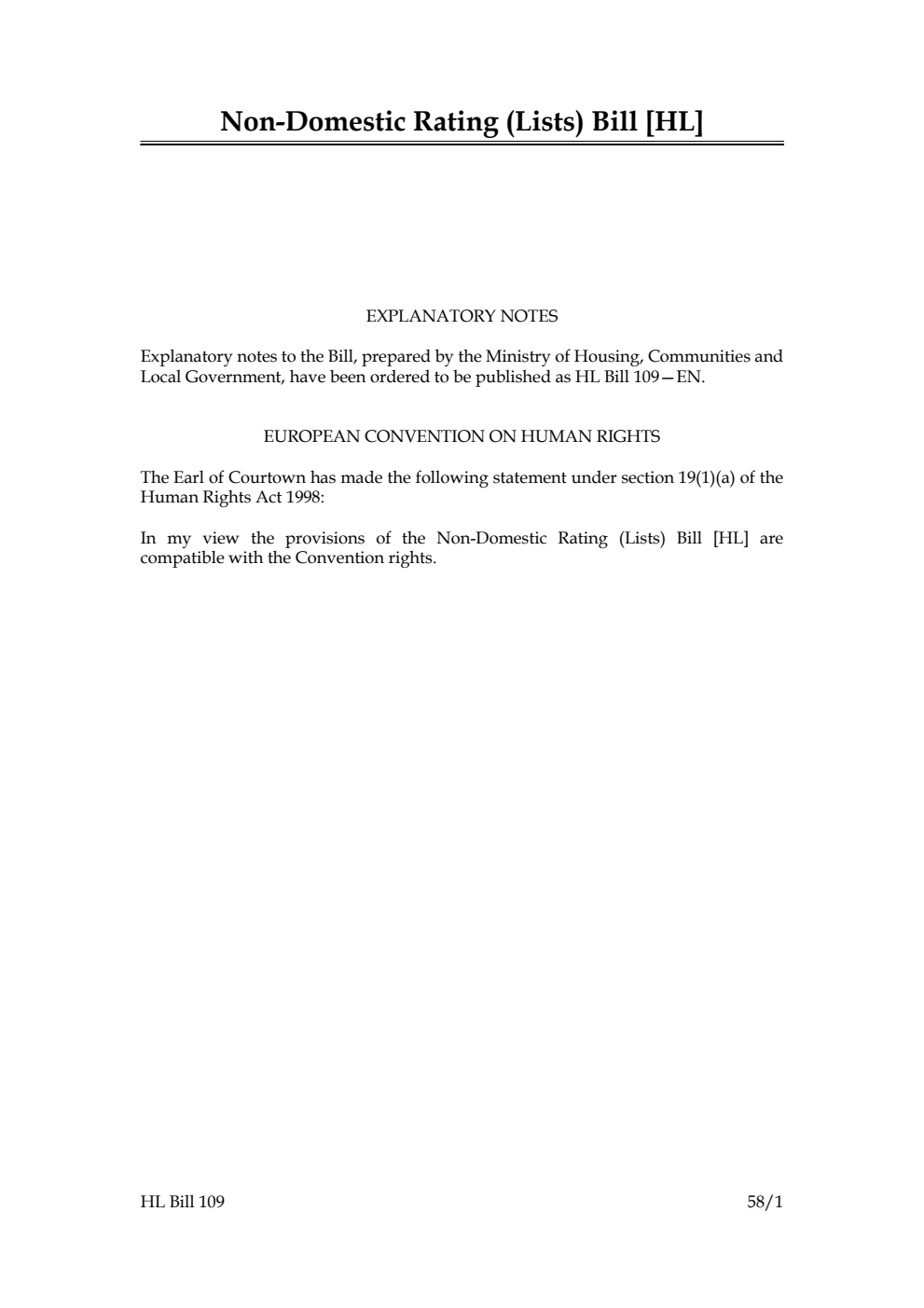 Non-Domestic Rating (Lists) Bill