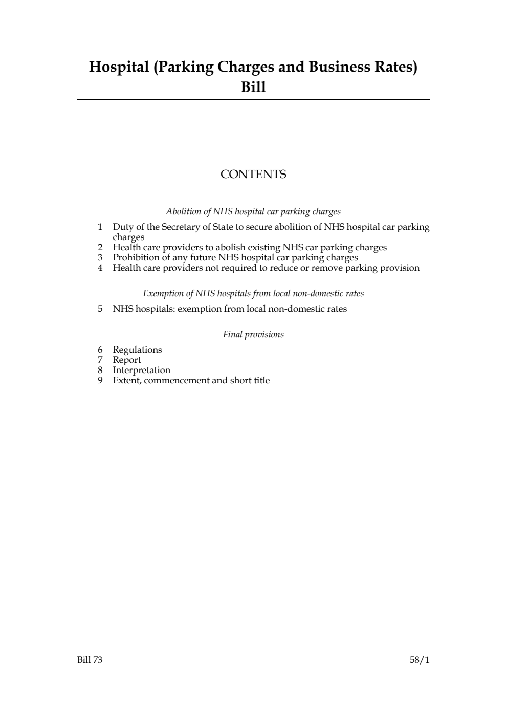 Hospital (Parking Charges and Business Rates) Bill