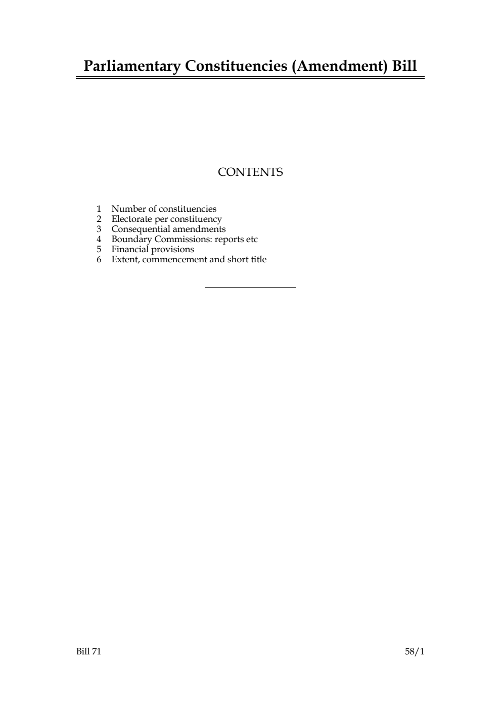 Parliamentary Constituencies (Amendment) Bill
