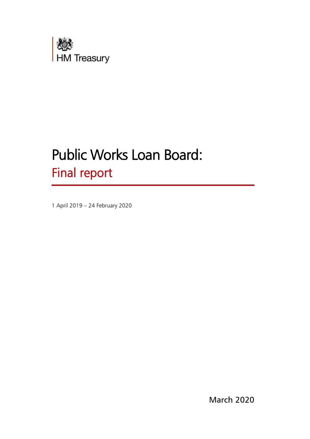 Public Works Loan Board: Final report 1 April 2019 – 24 February 2020