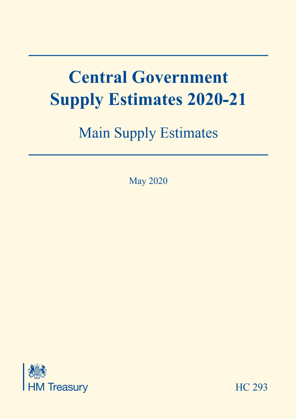 Central Government Supply Estimates 2020-21: Main Supply Estimates for the year ending 31 March 2021
