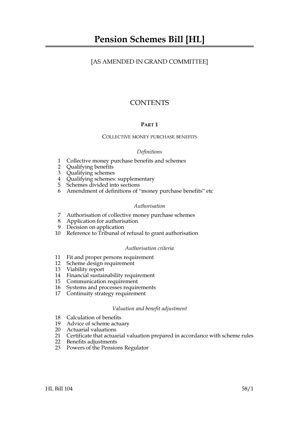 Pension Schemes Bill [as amended in Grand Committee]