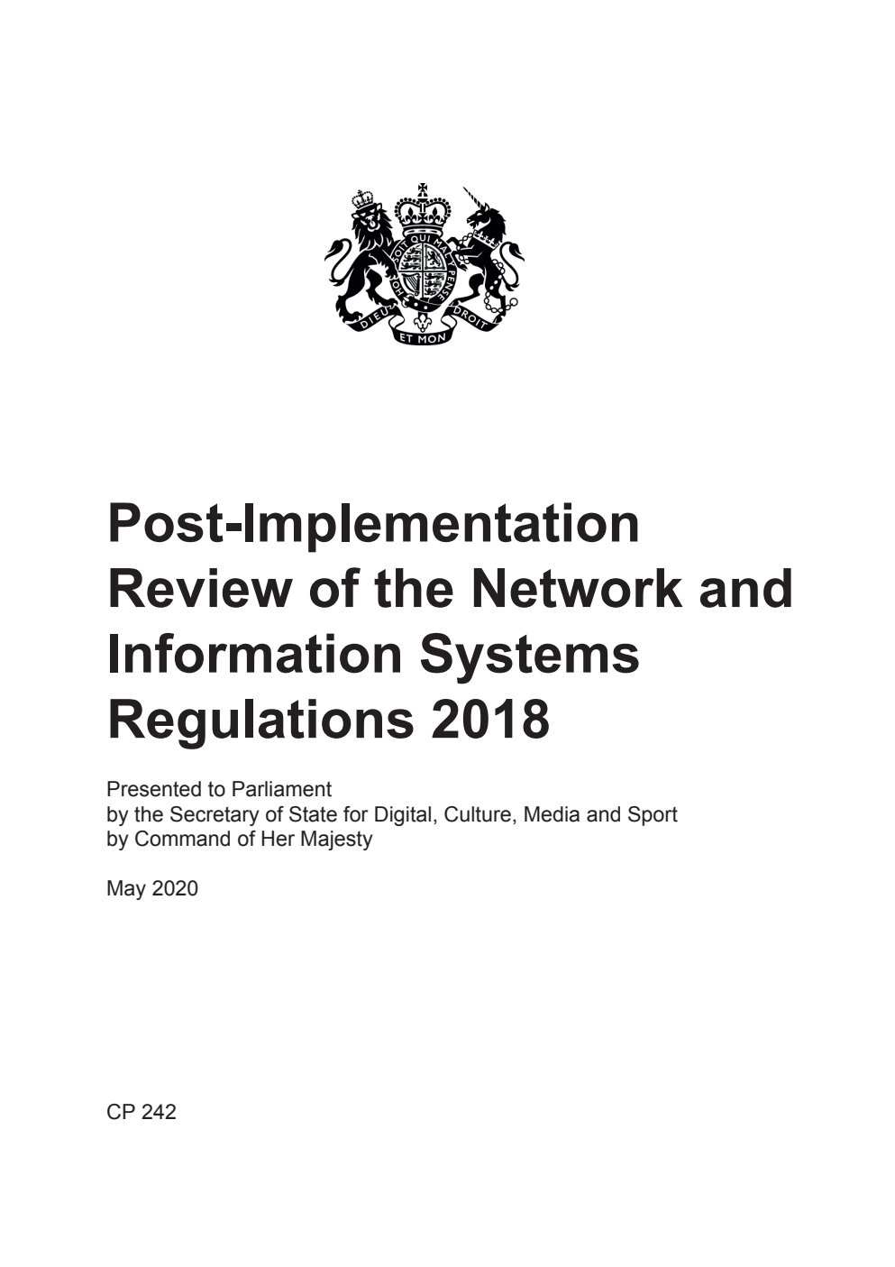 Post-Implementation Review of the Network and Information Systems Regulations 2018