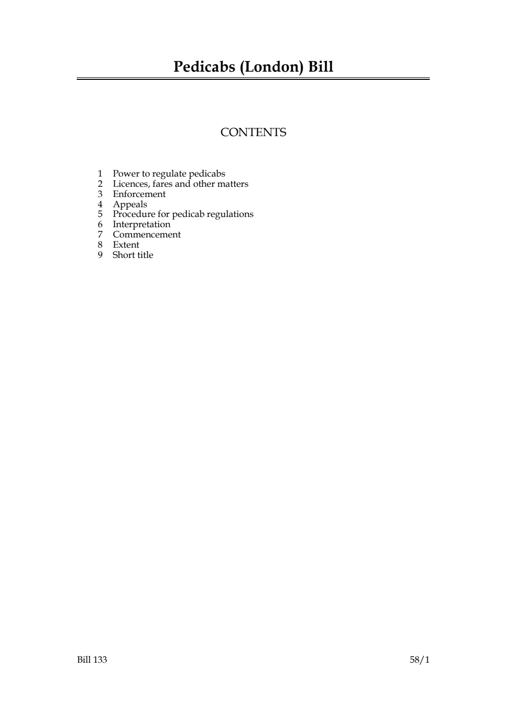 Pedicabs (London) Bill