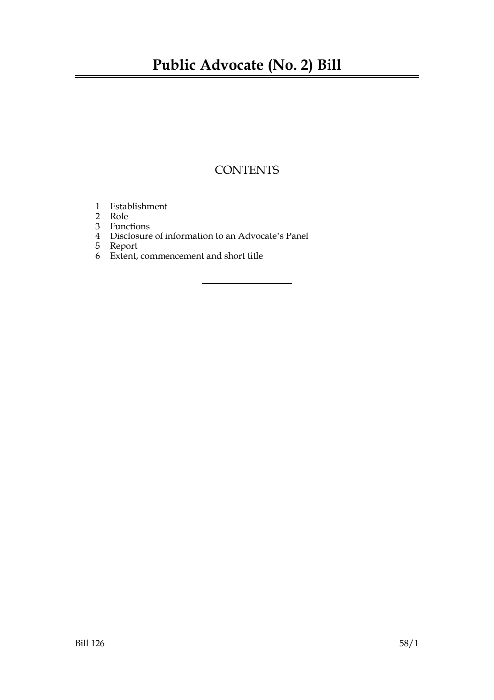 Public Advocate (No. 2) Bill
