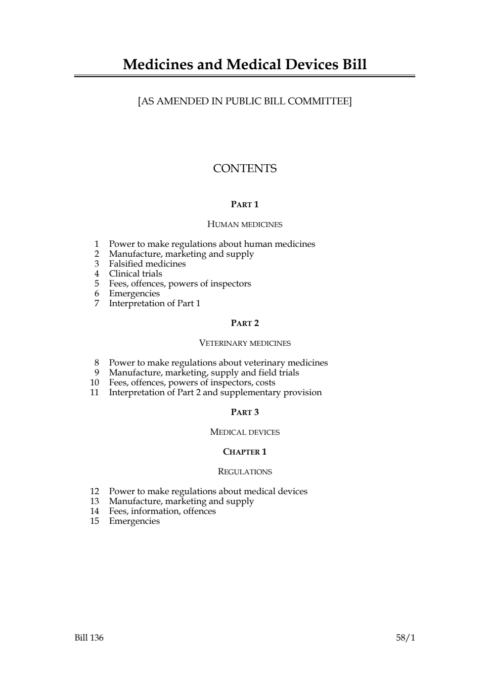 Medicines and Medical Devices Bill [as amended in Public Bill Committee]