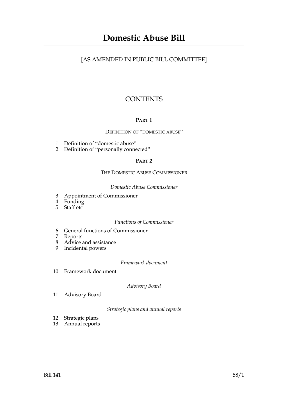 Domestic Abuse Bill [as amended in Committee]