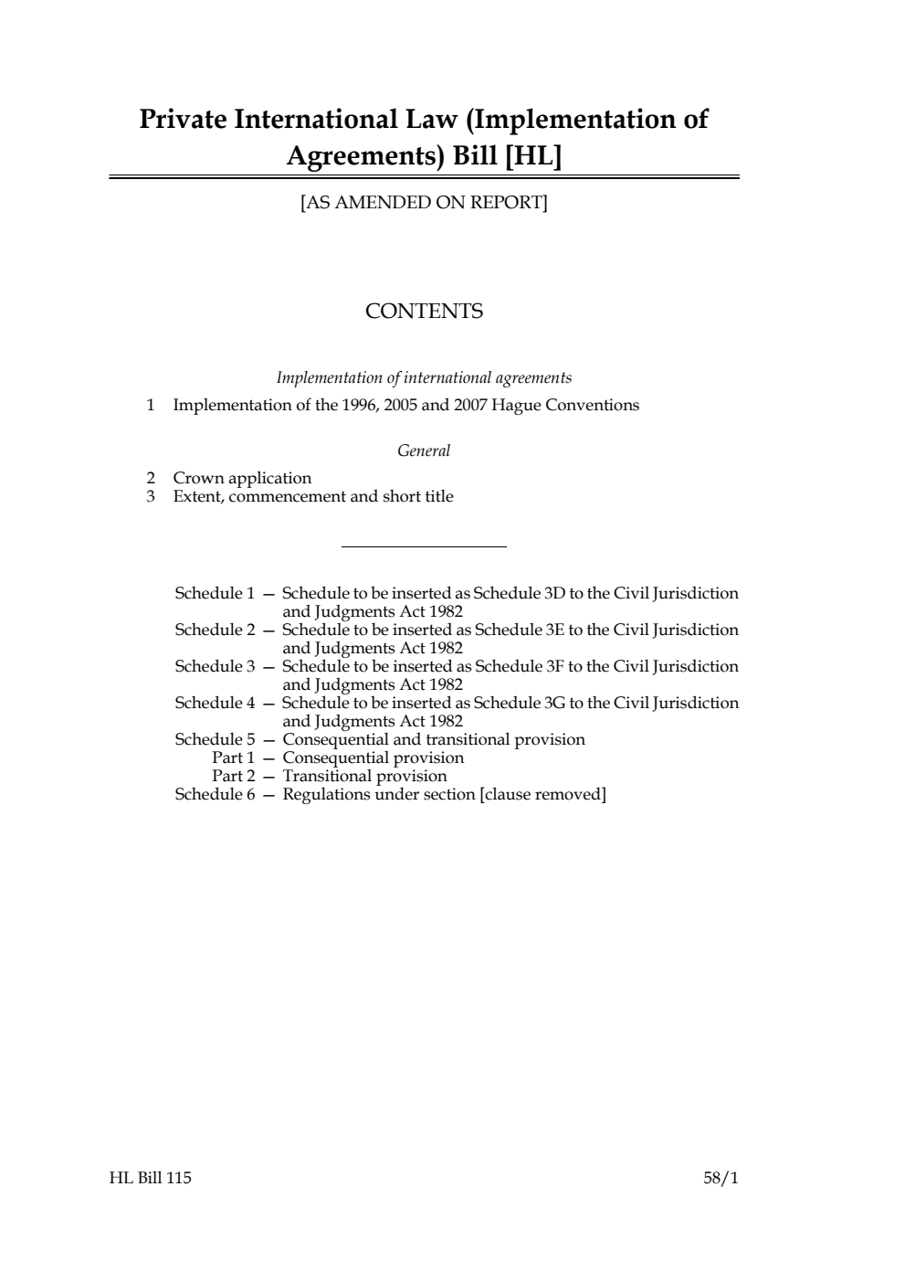 Private International Law (Implementation of Agreements) Bill [as amended on Report]