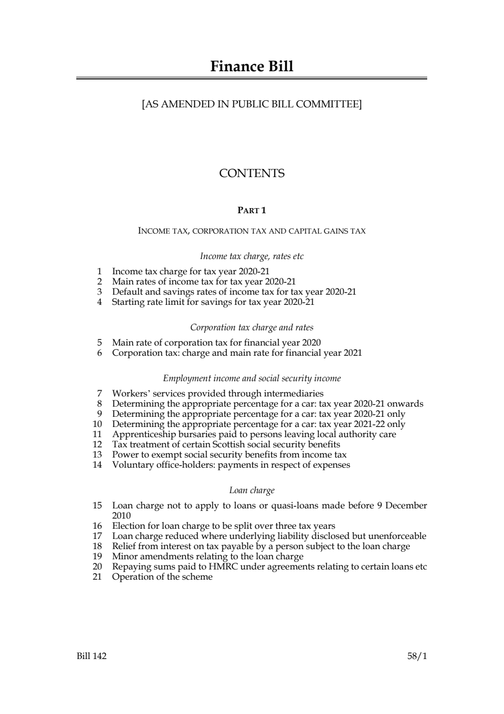 Finance Bill [as amended in Public Bill Committee]