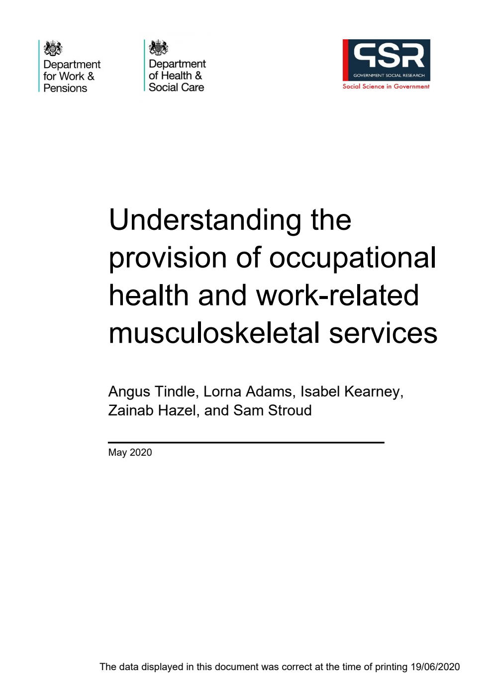 Research Report 985 Understanding the provision of occupational health and work-related musculoskeletal services