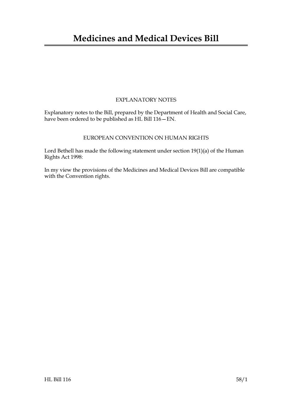 Medicines and Medical Devices Bill